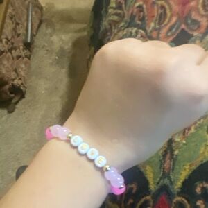 Pink glass bead bracelet